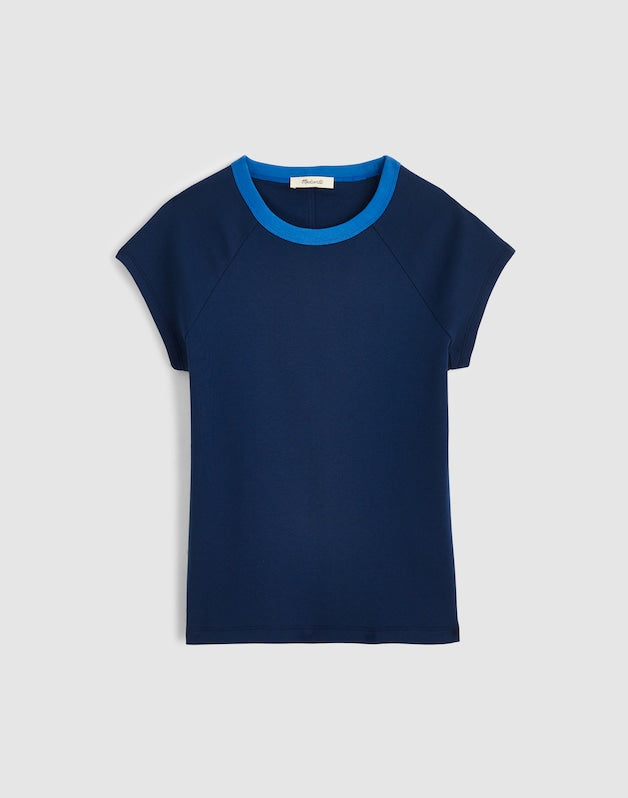The '90s Crewneck Raglan Tee in Compact Cotton RINGER CLASSIC INDIGO