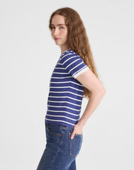 The Perfect Crewneck Baby Tee in Allday Jersey COOL NAVY