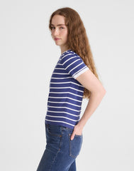 The Perfect Crewneck Baby Tee in Allday Jersey COOL NAVY