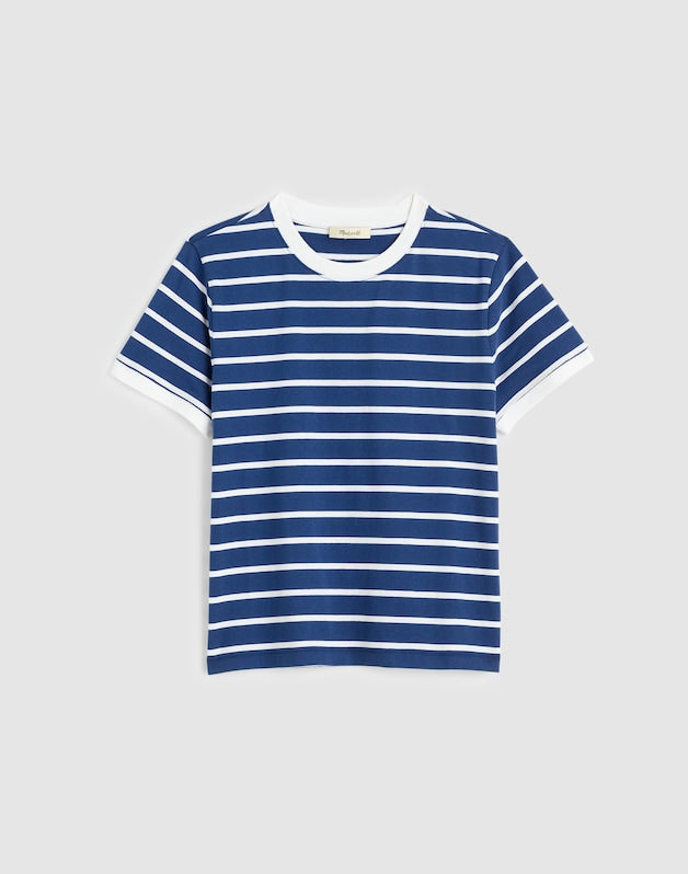 The Perfect Crewneck Baby Tee in Allday Jersey COOL NAVY