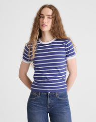 The Perfect Crewneck Baby Tee in Allday Jersey COOL NAVY