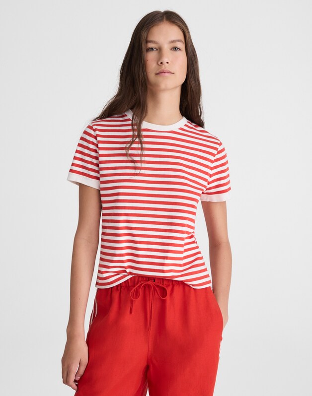 The Perfect Crewneck Baby Tee in Allday Jersey EVEN STRIPE