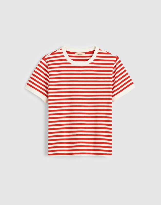 The Perfect Crewneck Baby Tee in Allday Jersey EVEN STRIPE