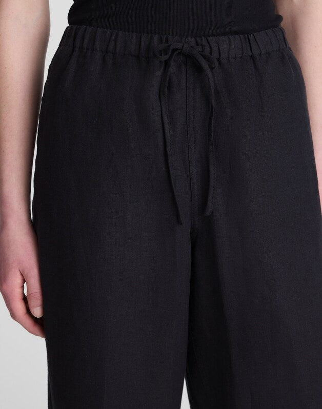 Pull-On Pants in 100% Linen JET BLACK