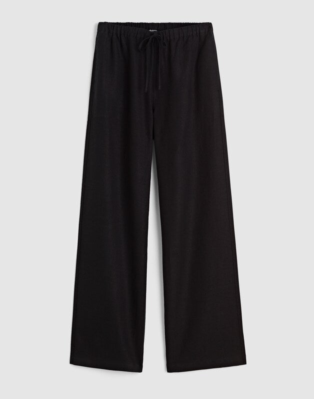 Pull-On Pants in 100% Linen JET BLACK