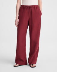 Pull-On Pants in 100% Linen DUSTY MERLOT