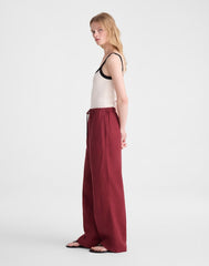 Pull-On Pants in 100% Linen DUSTY MERLOT
