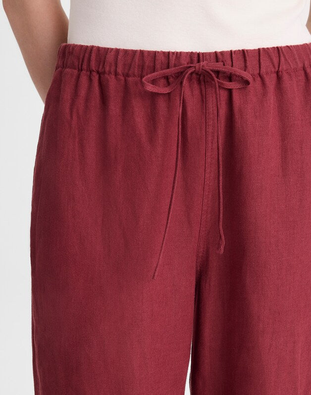 Pull-On Pants in 100% Linen DUSTY MERLOT