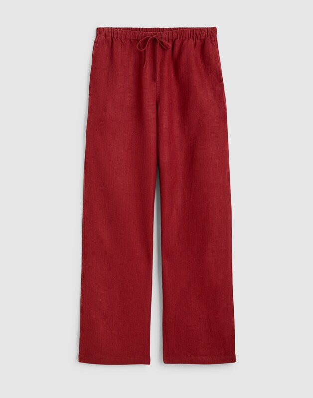 Pull-On Pants in 100% Linen DUSTY MERLOT