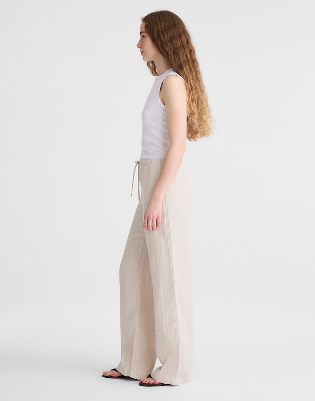 Tall Pull-On Pants in 100% Linen OAT