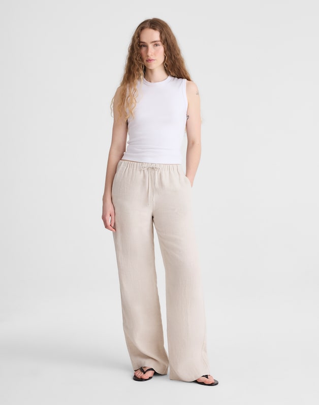 Tall Pull-On Pants in 100% Linen OAT
