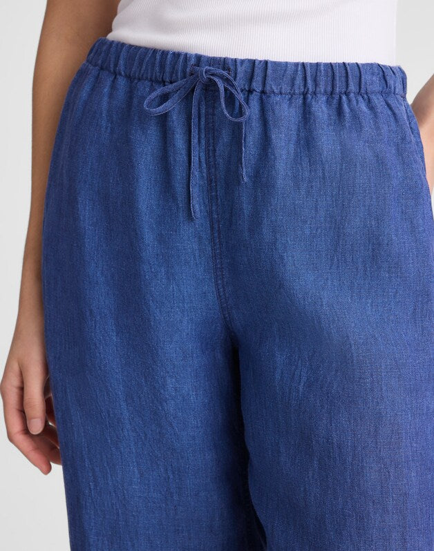 Pull-On Pants in 100% Linen INDIGO CHAMBRAY