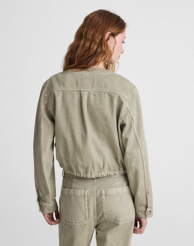Drawstring Utility Jacket in Airy Denim SAGEBRUSH