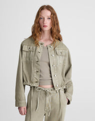 Drawstring Utility Jacket in Airy Denim SAGEBRUSH