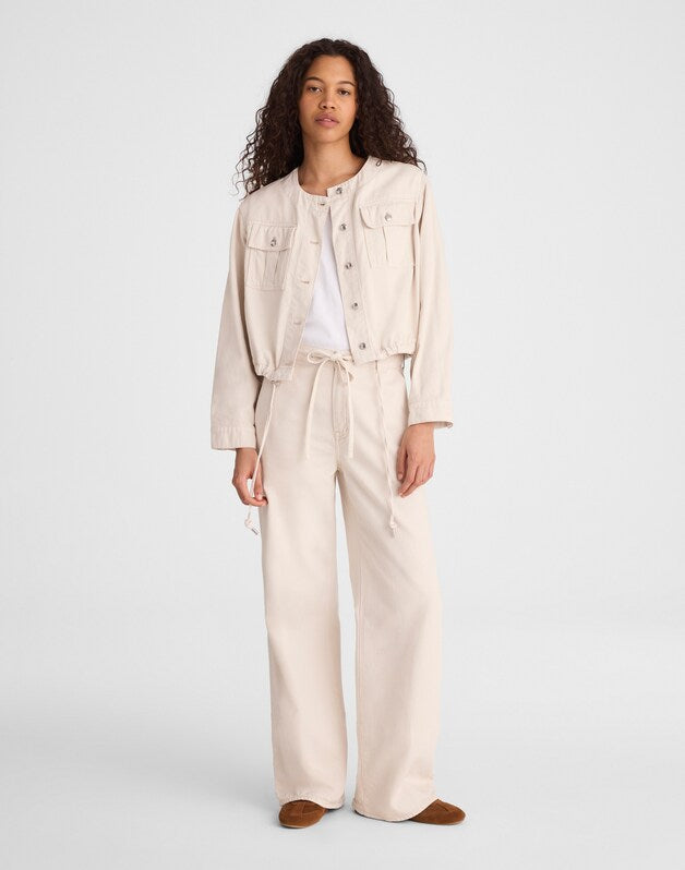 Drawstring Utility Jacket in Airy Denim VINTAGE CANVAS