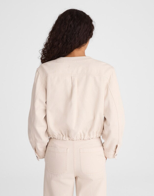 Drawstring Utility Jacket in Airy Denim VINTAGE CANVAS