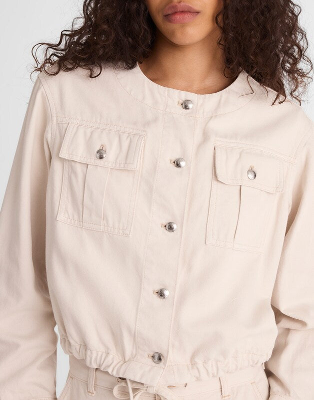 Drawstring Utility Jacket in Airy Denim VINTAGE CANVAS