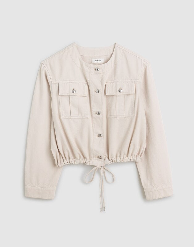 Drawstring Utility Jacket in Airy Denim VINTAGE CANVAS