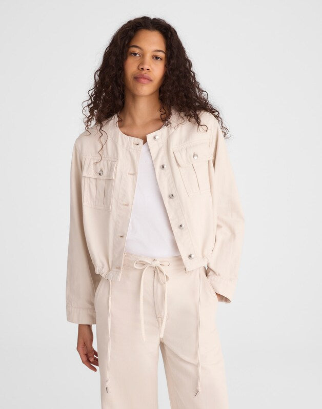 Drawstring Utility Jacket in Airy Denim VINTAGE CANVAS