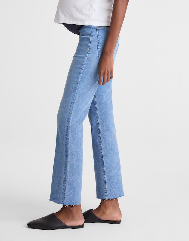 The Maternity Flare Crop Jean in Super Stretch Denim COASTAL BLUE WASH