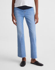 The Maternity Flare Crop Jean in Super Stretch Denim COASTAL BLUE WASH