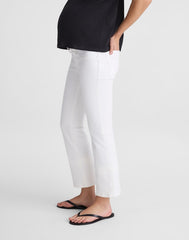 The Maternity Flare Crop Jean in Super Stretch Denim TILE WHITE