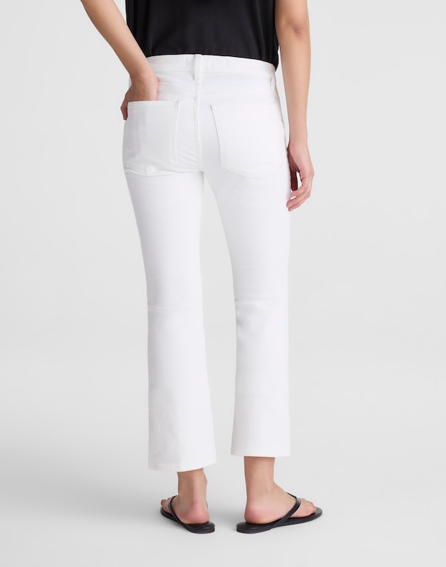 The Maternity Flare Crop Jean in Super Stretch Denim TILE WHITE