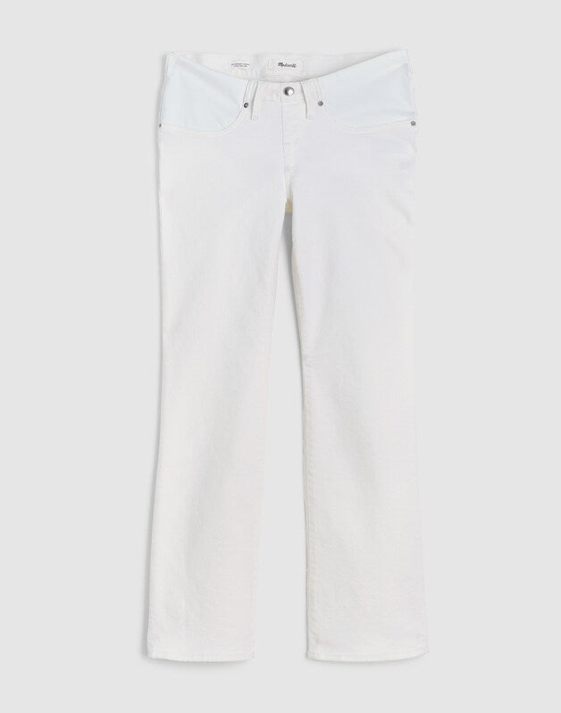 The Maternity Flare Crop Jean in Super Stretch Denim TILE WHITE