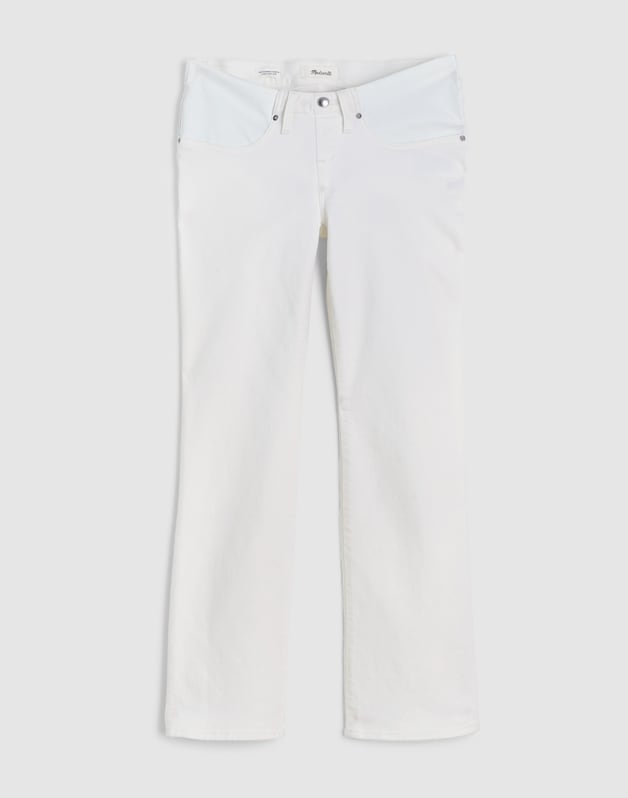 The Maternity Flare Crop Jean in Super Stretch Denim TILE WHITE
