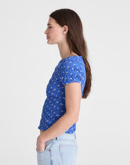 Smocked Short-Sleeve Top RETRO BLUE