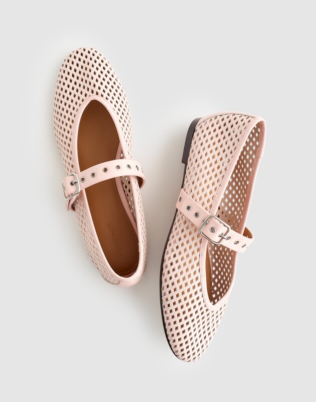The Remy Mary Jane Flat in Perforated Leather MINIMAL PINK