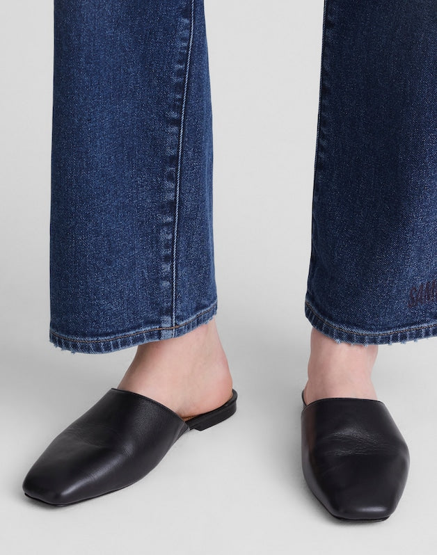 The Mylie Mule in Leather TRUE BLACK