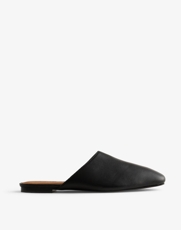 The Mylie Mule in Leather TRUE BLACK