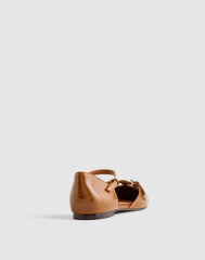 The Hester Ankle-Strap d'Orsay Flat GLAZED WALNUT
