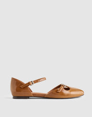 The Hester Ankle-Strap d'Orsay Flat GLAZED WALNUT