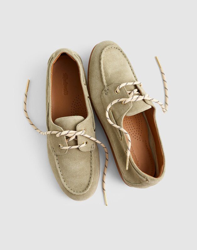 The Jamie Boat Shoe in Suede PALE FATIGUE