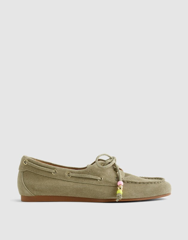The Jamie Boat Shoe in Suede PALE FATIGUE