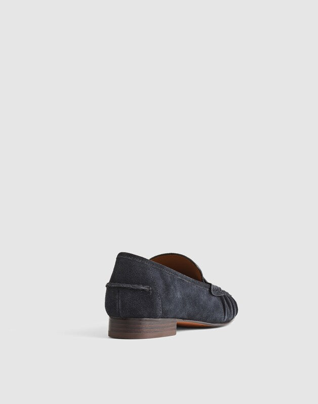 The Ashley Ruched Loafer in Suede JUNIPER BERRY