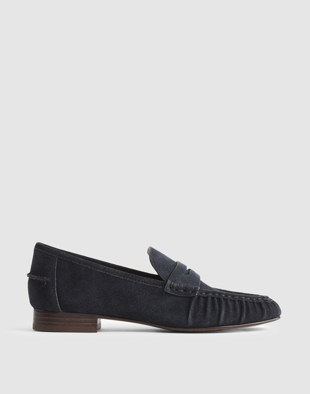 The Ashley Ruched Loafer in Suede JUNIPER BERRY