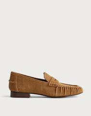 The Ashley Ruched Loafer in Suede AGED COGNAC