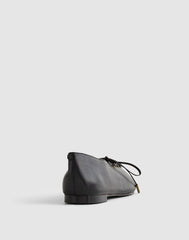 The Mylie Lace-Up Glove Flat in Leather TRUE BLACK