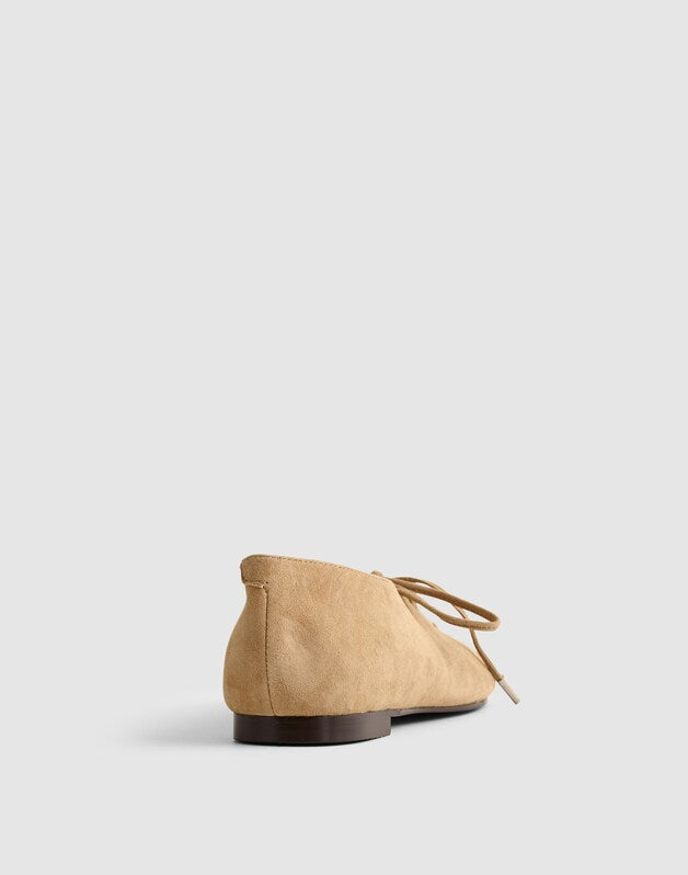 The Mylie Lace-Up Ballet Flat in Suede WALNUT SHELL
