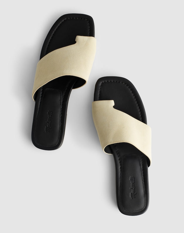 The Maycie Toe-Loop Slide in Suede FLAX