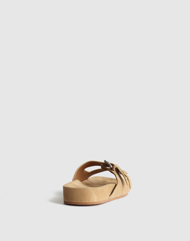 The Cambrea Double-Buckle Sandal in Suede FIELD KHAKI