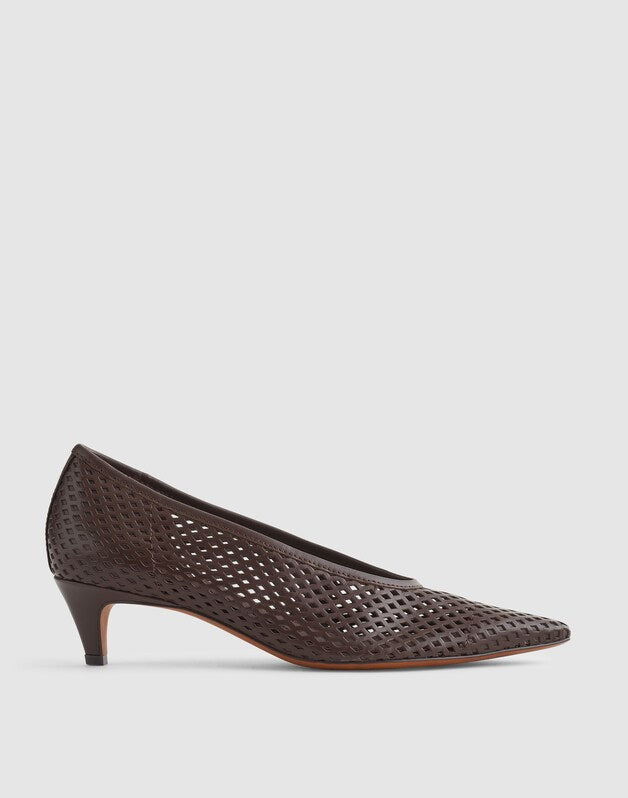 The Emilie Glove Pump in Perforated Leather ESPRESSO BEAN