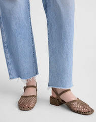The Lola Ankle-Strap Heeled Sandal in Fishnet SAFARI KHAKI