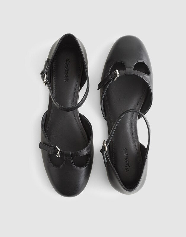 The Hester Ankle-Strap d'Orsay Flat TRUE BLACK