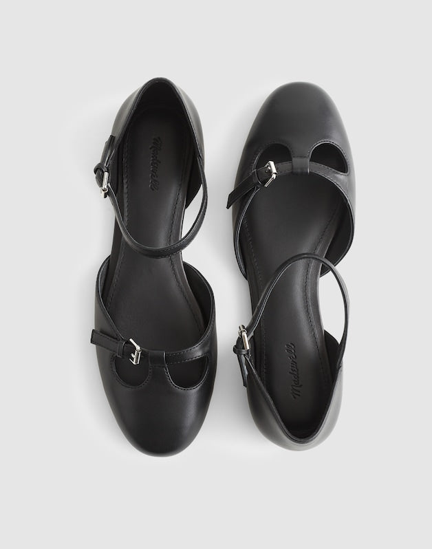 The Hester Ankle-Strap d'Orsay Flat TRUE BLACK