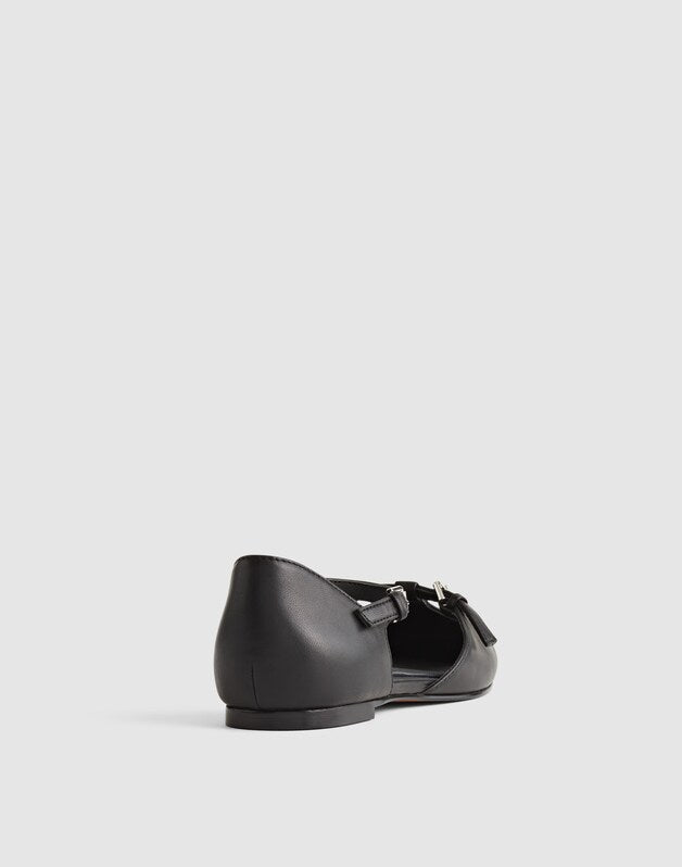 The Hester Ankle-Strap d'Orsay Flat TRUE BLACK