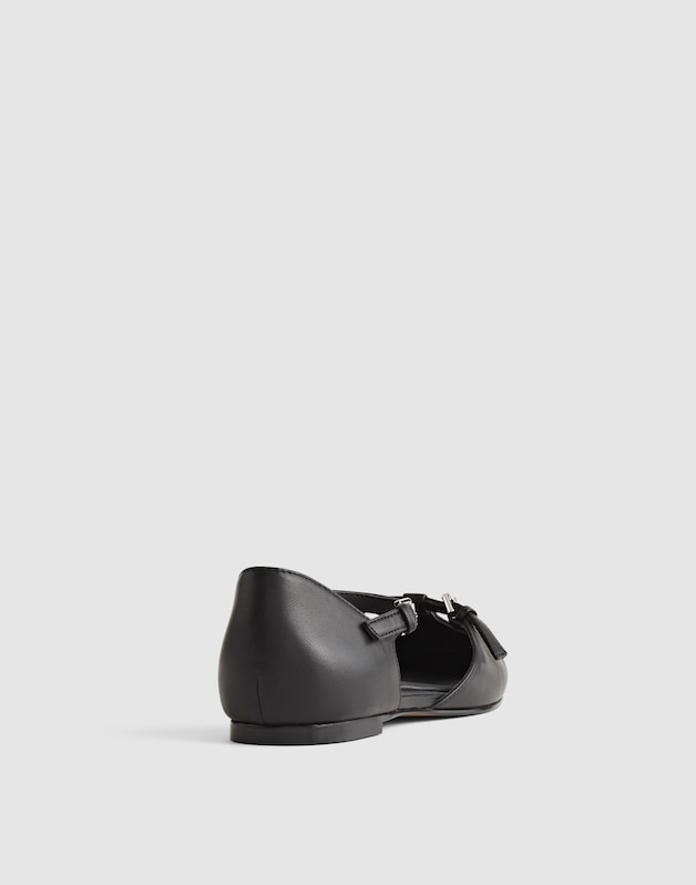 The Hester Ankle-Strap d'Orsay Flat TRUE BLACK